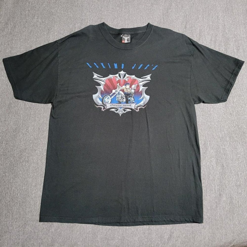 Eskimo Joes Cheesy Rider Motorcycles Black T-Shirt Men's XL Hanes Beefy Vintage